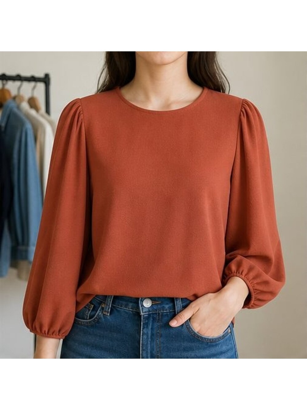 Rust Tunic Blouse - Picture 2 of 6